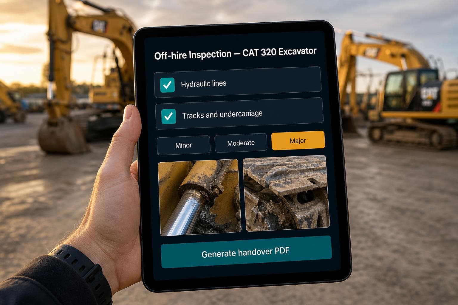 Off-hire inspection on the yard